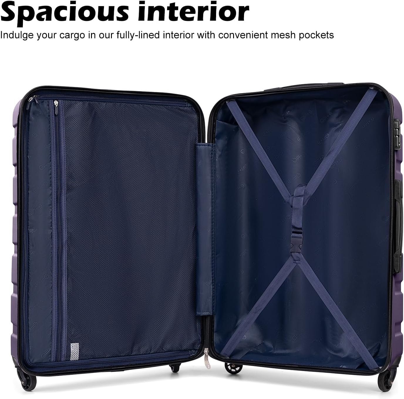 Coolife Luggage Set, Lightweight Durable Hardshell, 3 piece, Purple | suitcase set with 360° Spinner Wheels, TSA-approved Lock, Checked Family Travel, 20/24/28 Inch - Image 5