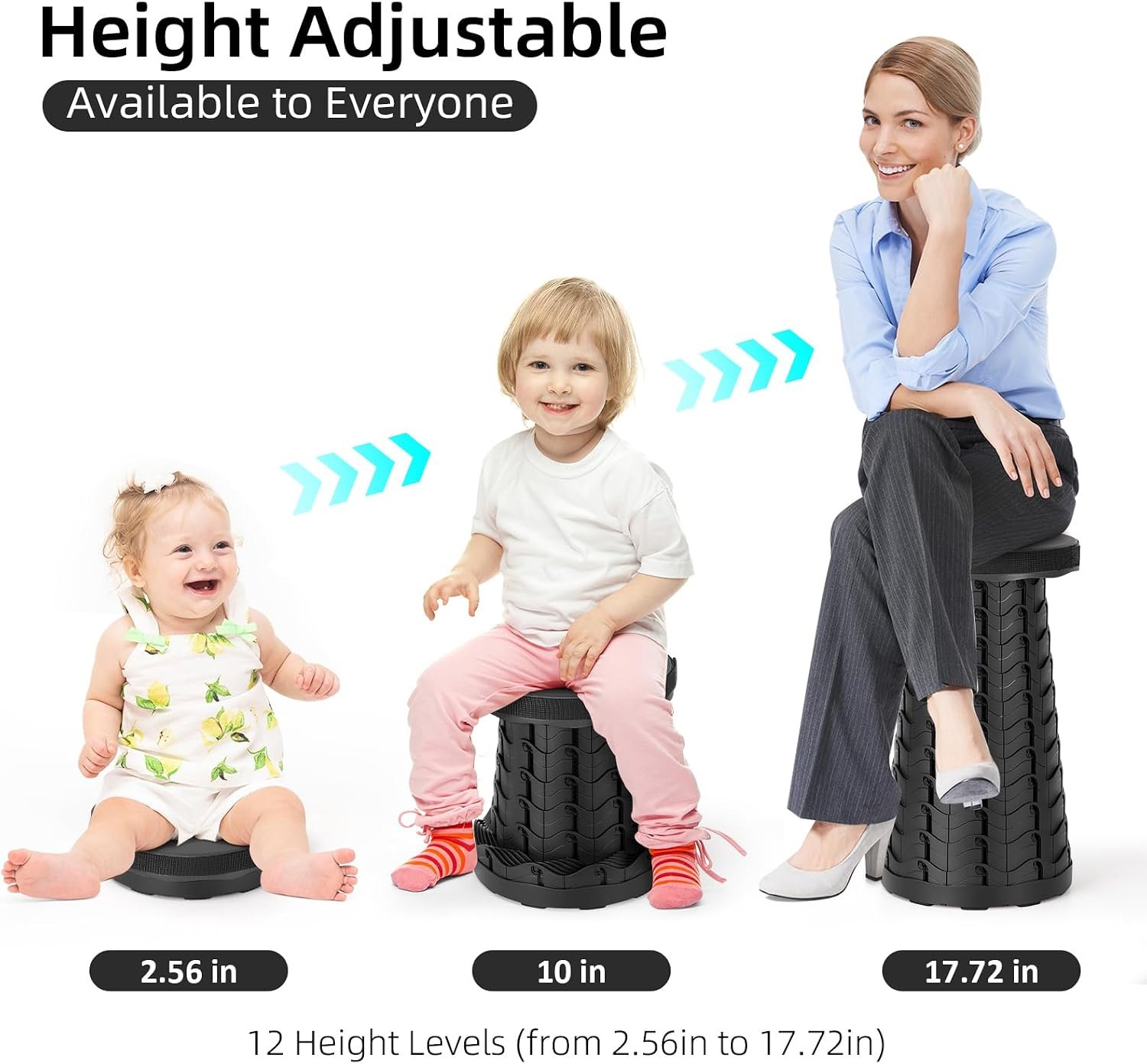 Qiguet Collapsible Stool, Folding Chair - Upgraded Portable Chair with Load Capacity 400lbs, Portable Stool for Camping Fishing Hiking - Folding Tool with Carrying Straps,Gifts for Fisherman (Black) - Image 3