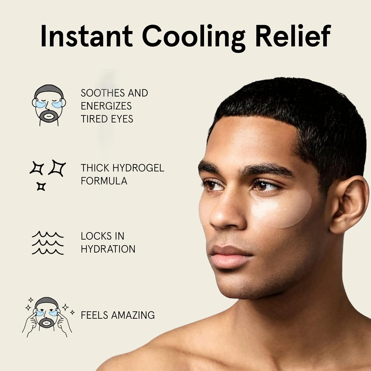 Bro Mask Under Eye Patches for Men for Dark Circles, 1 x 6 Pairs | No-Slip Hydrogel Pads with Caffeine, Niacinamide & Hyaluronic Acid Help Refresh Tired-Looking Eyes and Reduce Puffiness - Image 4