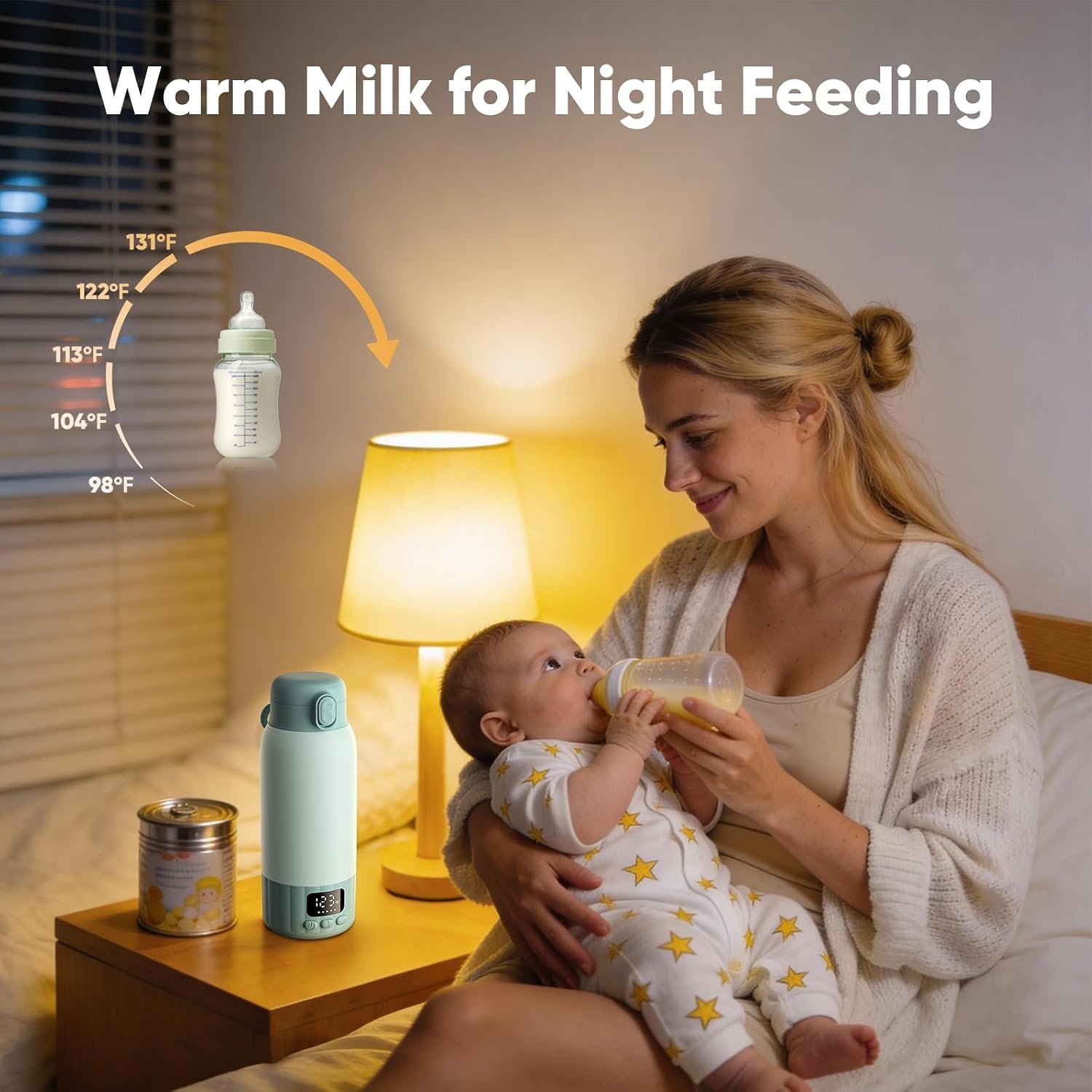 Portable Bottle Warmer for Travel, Fast Heating Milk Warmer On The Go, 17 OZ Water Warmer for Milk, Formula, Water, Temp Control 98°F -131°F, Baby Essentials for Outdoor Airplane Car Journey - Image 4