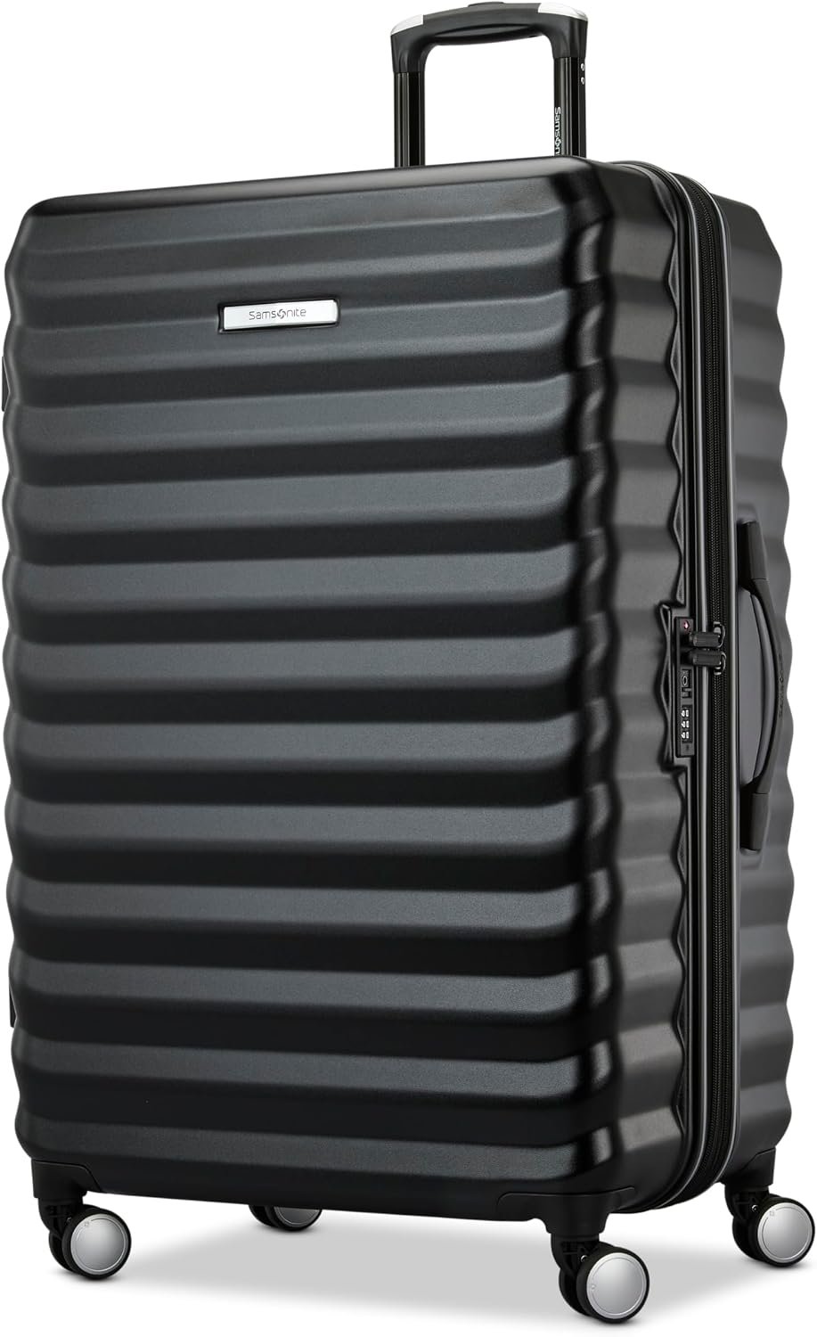 Samsonite Hard-Sided 28-Inch Lightweight Checked Large Expandable Element Suitcase: Durable, 360° Spinner Wheels, Adjustable Telescopic Handle, TSA-Approved Lock - Alpine Black