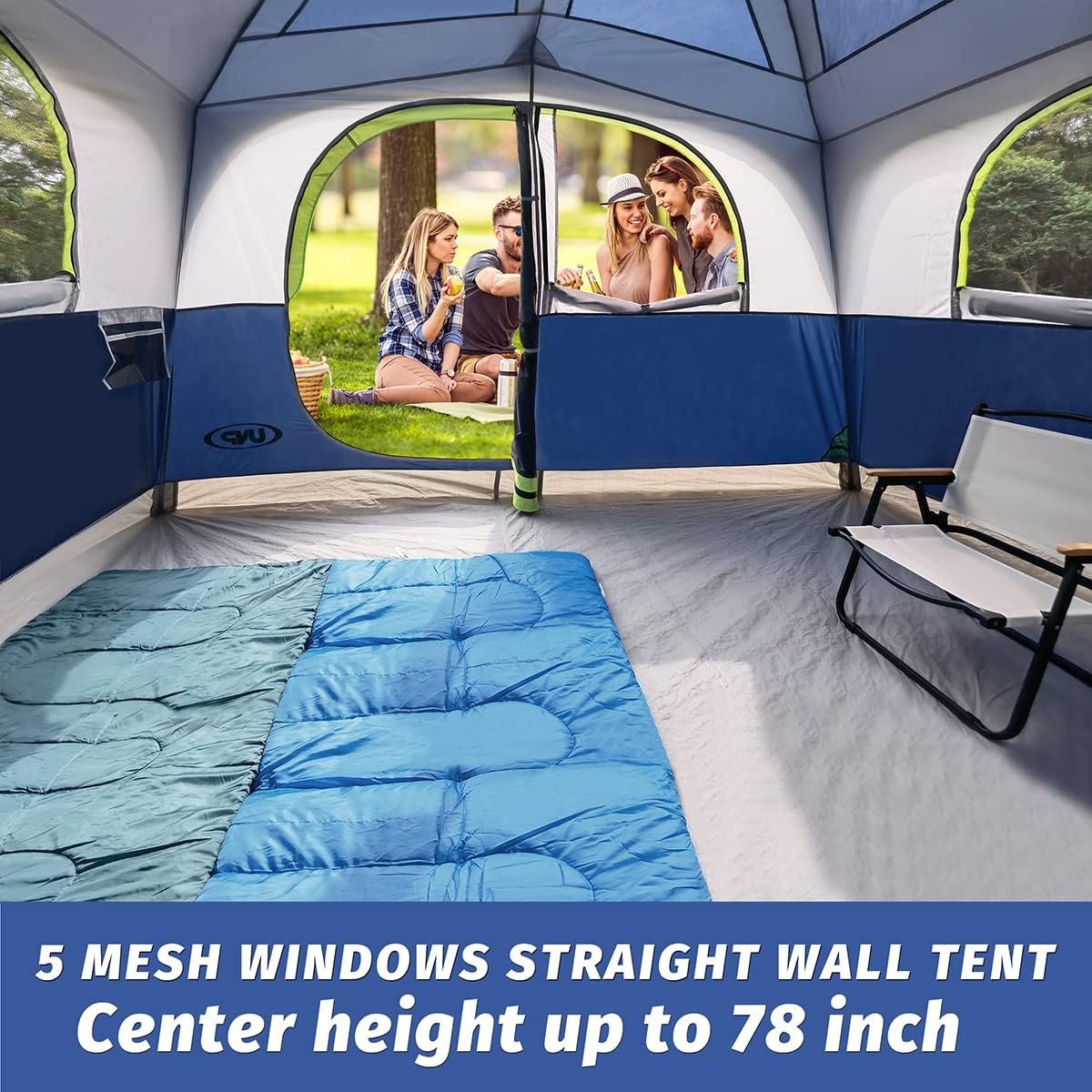 UNP 6 Person Tents for Camping Waterproof Family Cabin Tent with Rainfly | Easy Setup Windproof Double Layer Camping Tent with 1 Mesh Door & 5 Large Mesh Windows 10'X9'X78in(H) - Image 7