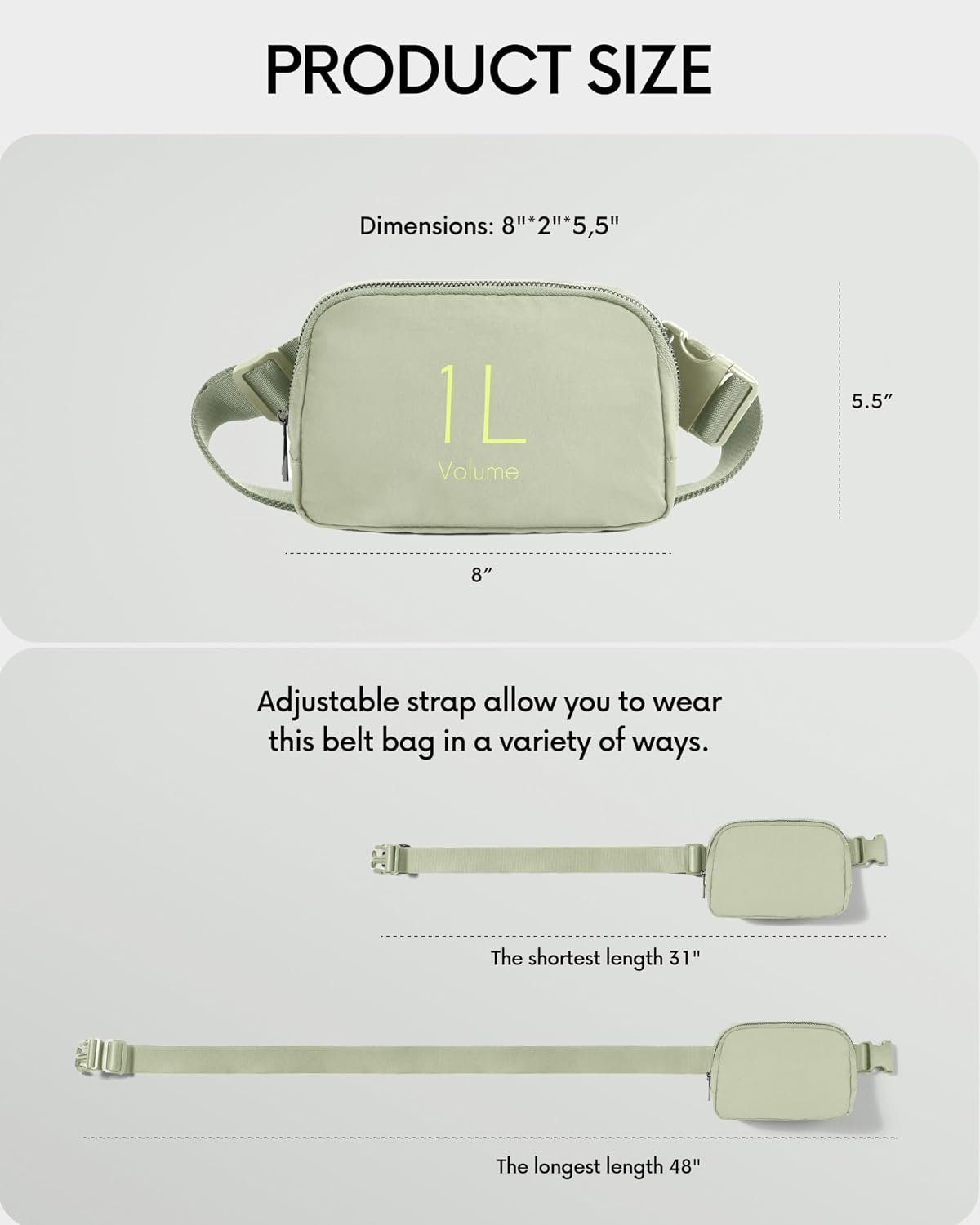ODODOS Unisex Mini Belt Bag with Adjustable Strap Small Fanny Pack for Workout Running Traveling Hiking, Desert Sage - Image 6