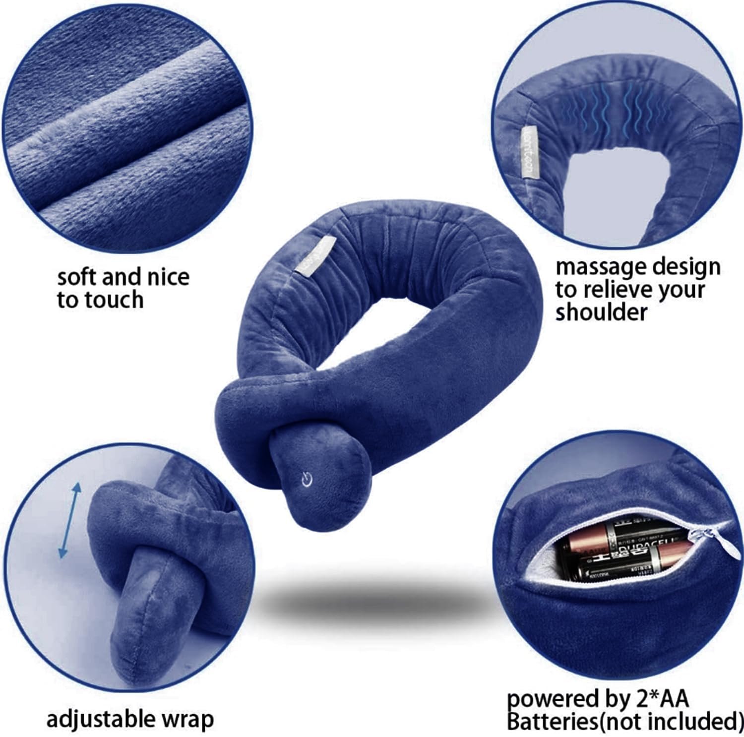 Wireless Travel Pillow,Vibration Neck Pillow,Airplane Massage Pillow | Battery powered,One-click Operation,Comfortable and Soft Neck Support for Airplane - Image 5
