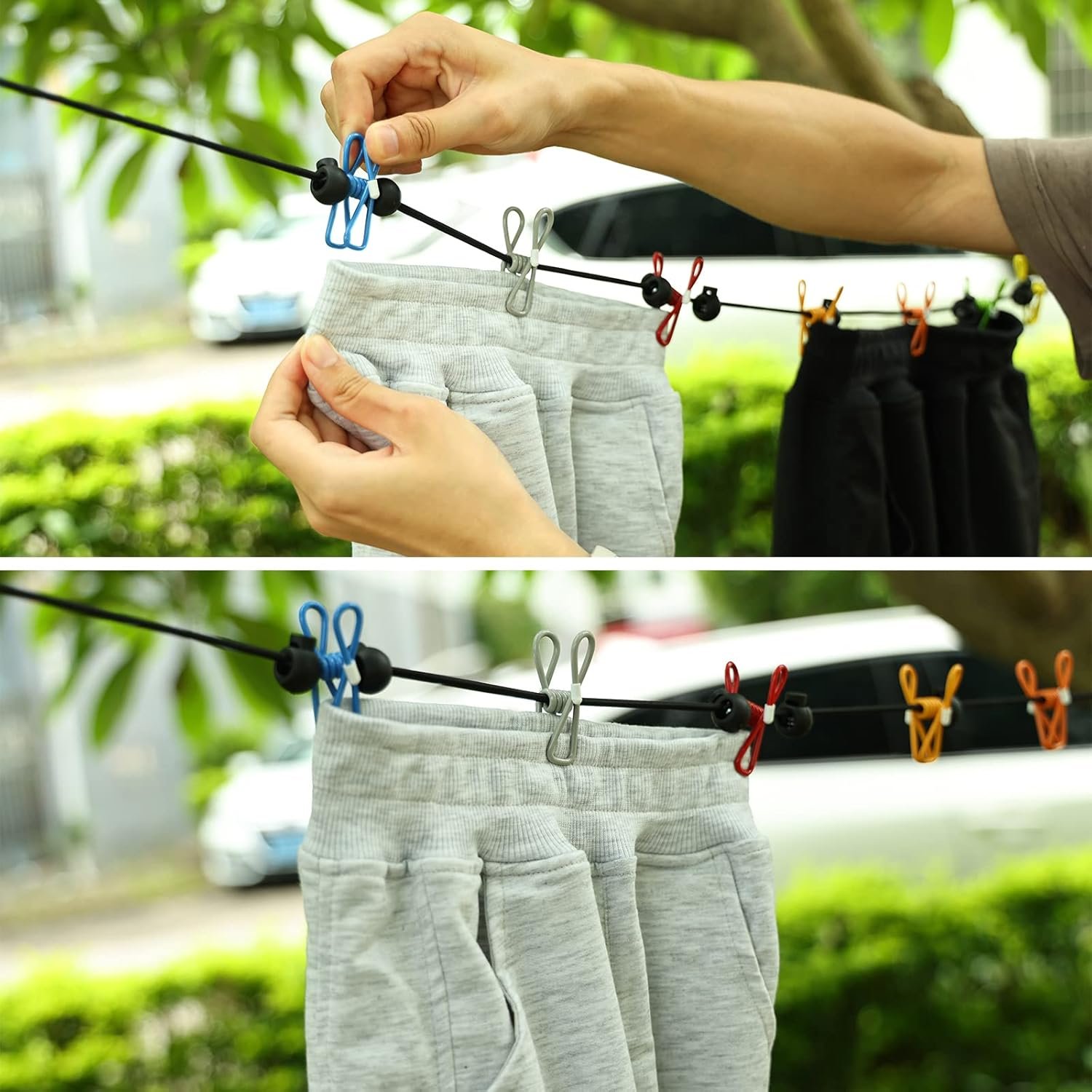 Retractable Portable Travel Clothesline Camping Clothing Line with 12 Clips | For Indoor Laundry Drying Line Outdoors Camping Essentials & RV Hotel with Waterproof Bag, Stretchable from 10 to 12 Feet - Image 5