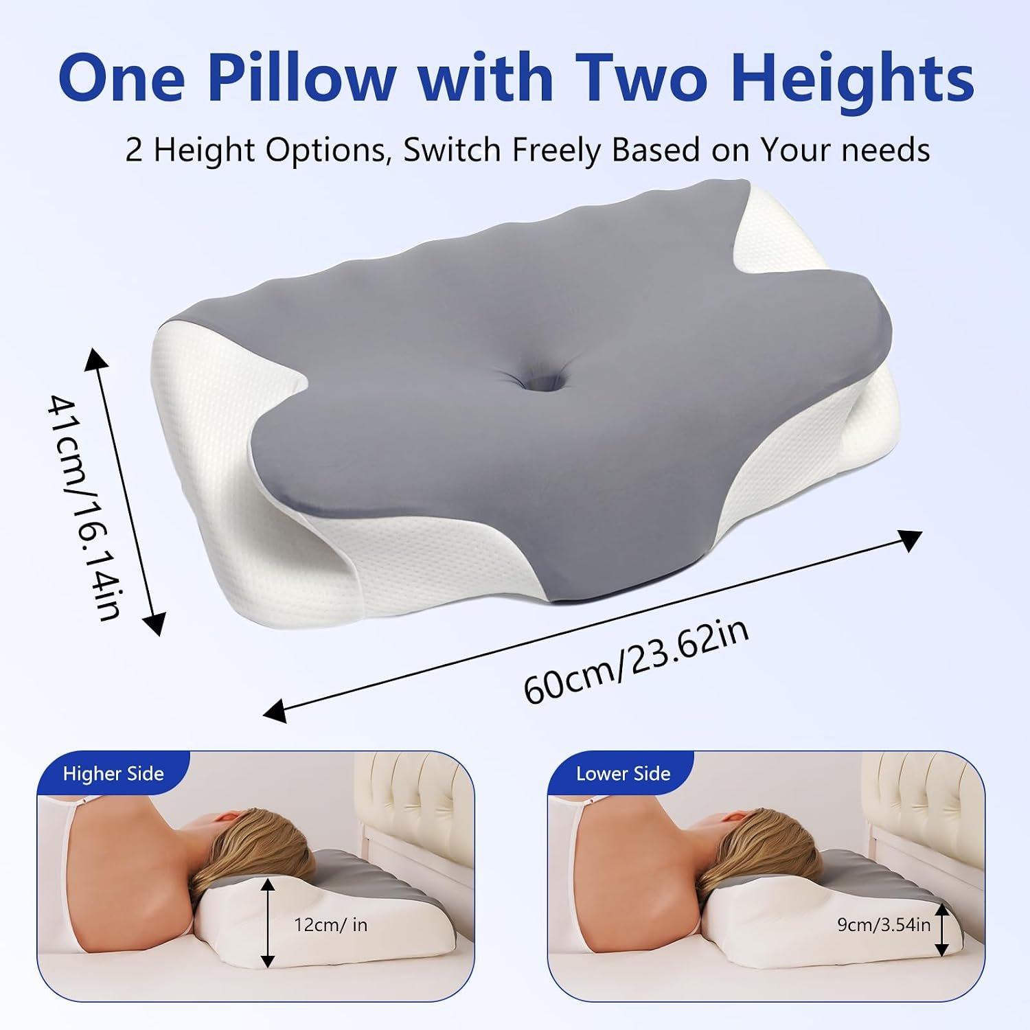 Cervical Neck Pillow for Neck Pain Relief, Ergonomic Contour Orthopedic Cooling Odorless Memory Foam Pillow, High-Density Slow Rebound, Support Side Back Stomach Sleepers with Washable Pillowcase - Image 4