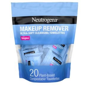 Neutrogena Makeup Remover Towelettes for Face with Micellar Water Daily Alcohol-Free, 20 ct | Makeup Remover, Makeup Removing Cleansing Wipes, Suitable for Dirt & Oil Removal, Alcohol-Free