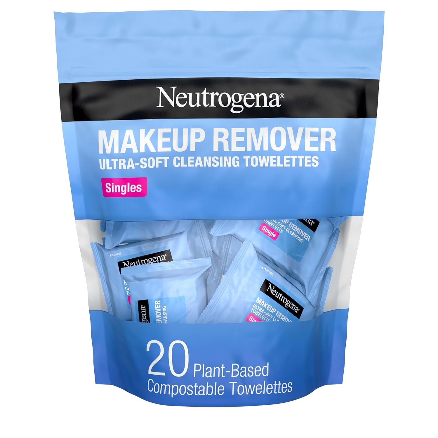 Neutrogena Makeup Remover Towelettes for Face with Micellar Water Daily Alcohol-Free, 20 ct | Makeup Remover, Makeup Removing Cleansing Wipes, Suitable for Dirt & Oil Removal, Alcohol-Free