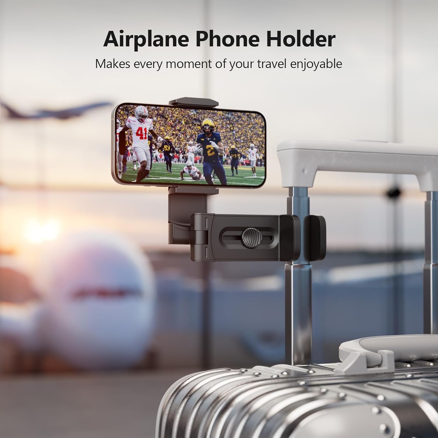 MiiKARE 2027 Airplane Phone Holder Mount, Plane Travel Essentials, Black | Universal Hands-free Phone Holer with 360° Rotation for Flying, Accessory Travel Must Haves Phone Stand for Desk, Tray Table - Image 3