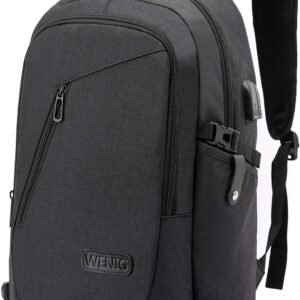 WENIG Anti-Theft Travel Laptop Backpack with USB Charging Port Lock,Water Resistant Slim Work Computer Bag for Men College Bookbags Fits 15.6 Inch Laptop