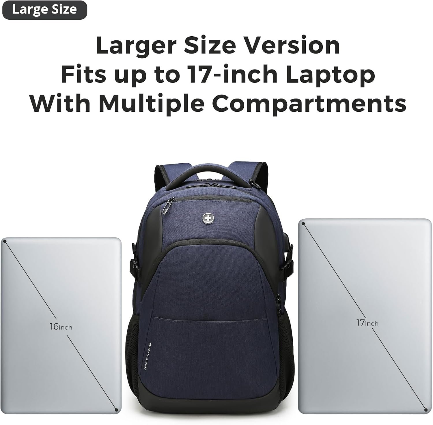 Swissdigital Design Backpack for Men & Women Fit 17 Inch Computer SD1671-12 | Travel Laptop Backpack,College Bag, Business Bag, with USB Charging Port,RFID Protetion Pocket, 35l Expandable, Blue - Image 5