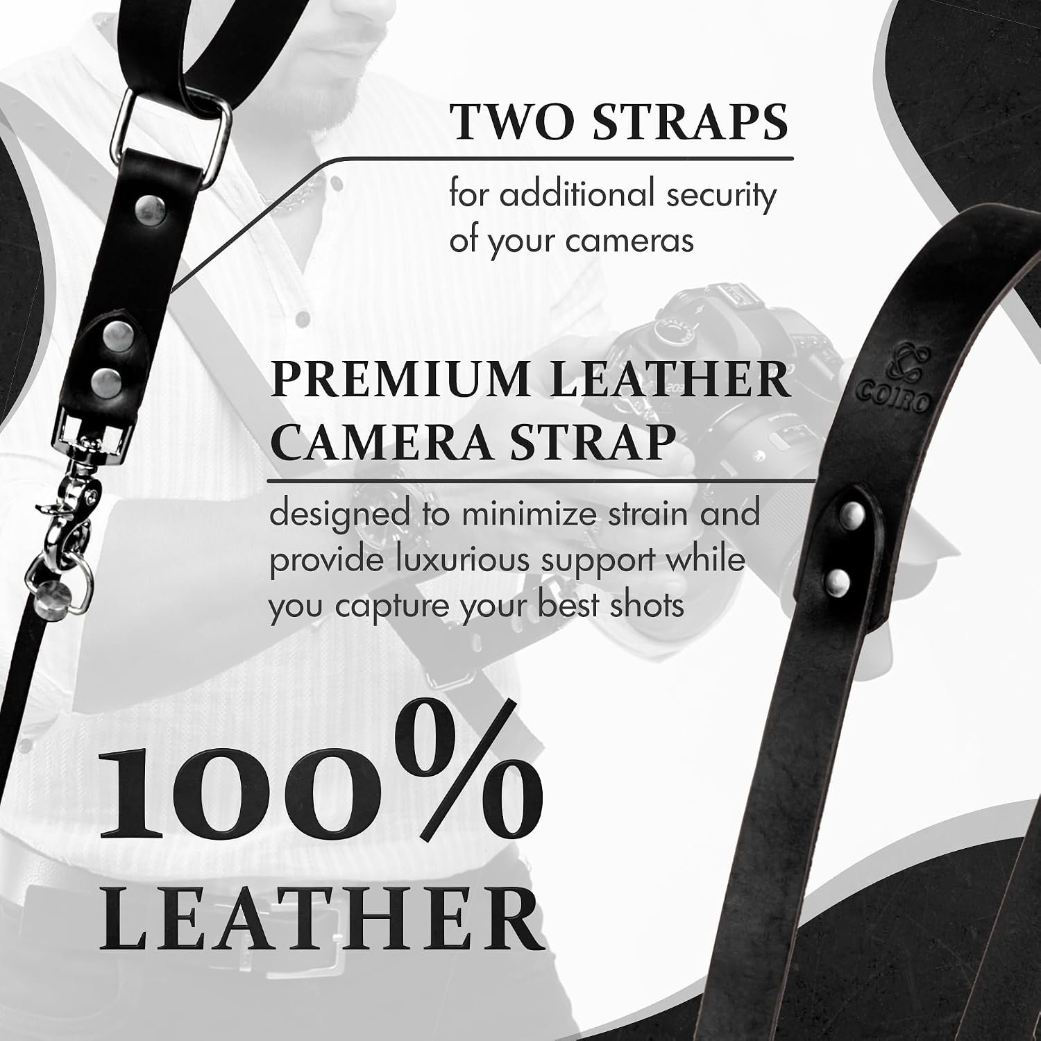 Leather Camera Strap Crossbody for DSLR, Mirrorless – Secure Dual Mount, Quick Release for Professional Photography - Image 3