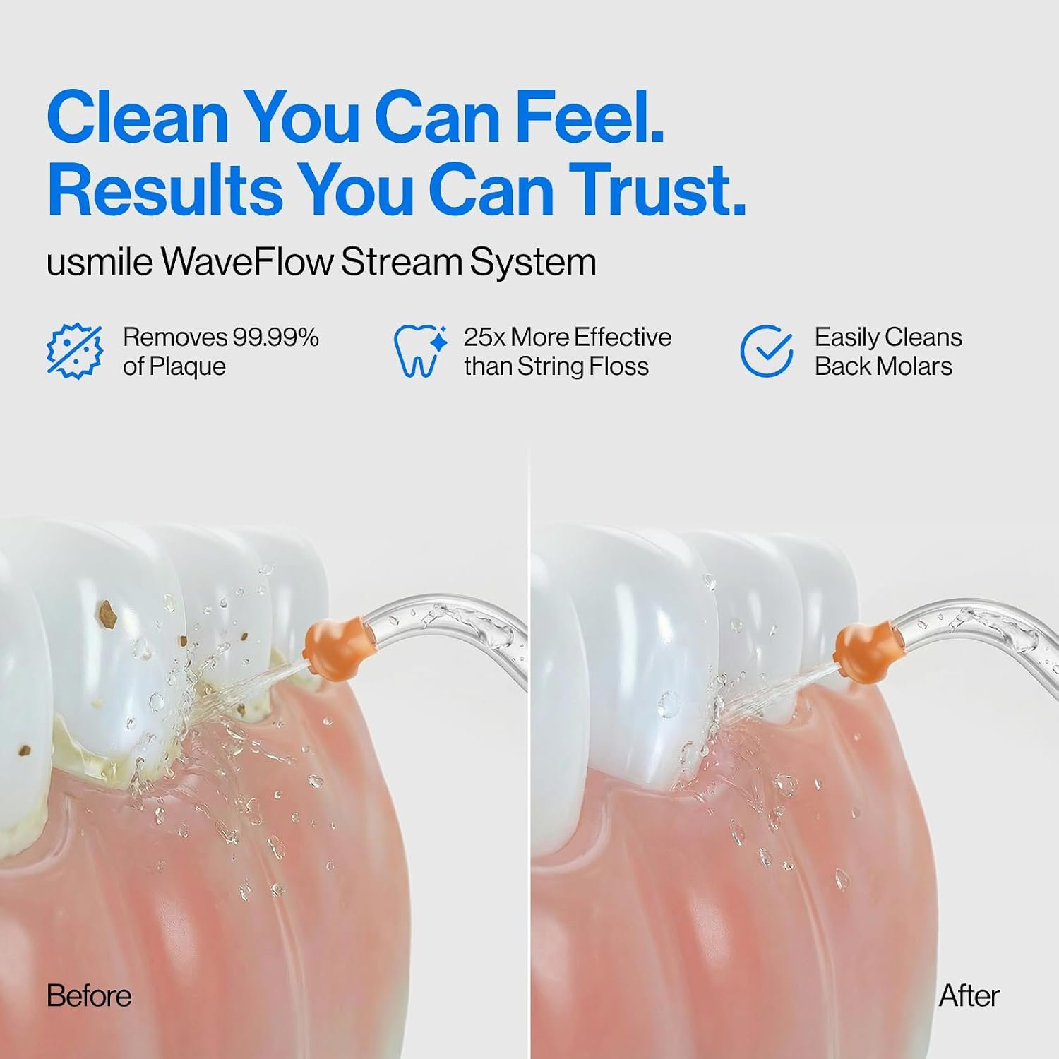 usmile C30 Cordless Water Flosser, 300ml Tank, 5 Modes, IPX7, Pink | S-Shaped Nozzle, USB-C Rechargeable Portable Oral Irrigator for Braces, Sensitive Gums, Teeth Cleaner, Home & Travel - Image 9