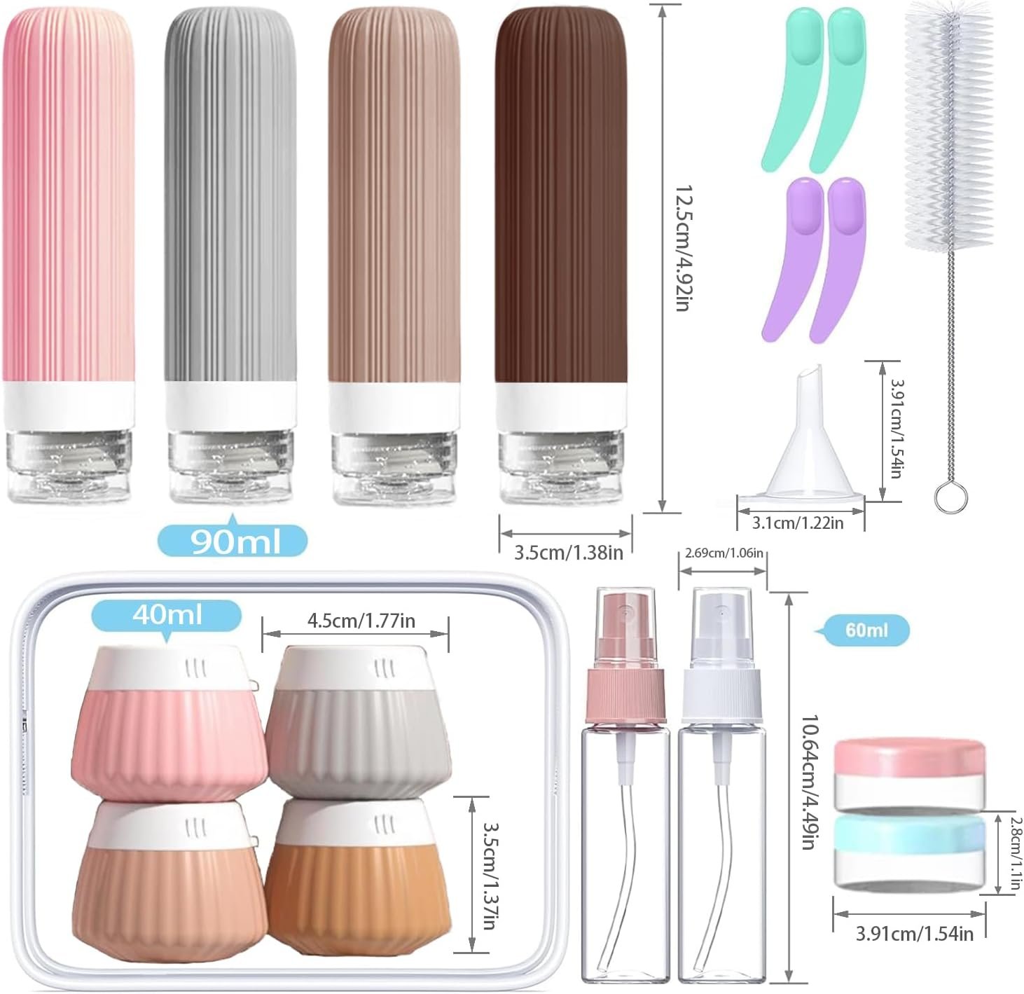 18Pack Travel Bottles for Toiletries TSA Approved Silicone Travel Containers for Toiletries, Leak Proof Refillable Liqus Shampoo And Conditioner travel Essentials toiletry Bottles (BPA Free) - Image 2