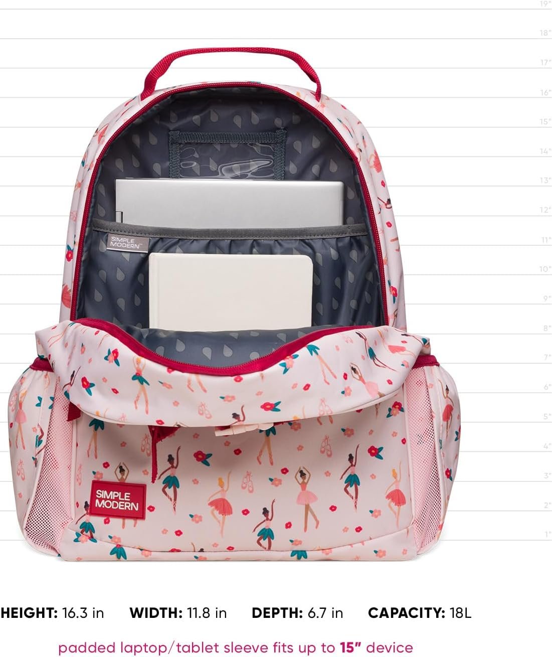 Simple Modern Disney Princess Kids Backpack for School, Girls, Boys | 18L | Fletcher Princess Rainbows Bookbag, School Backpack for Preschool, Kindergarten, Elementary | Fits Lunch Box, Cute | Large - Image 5