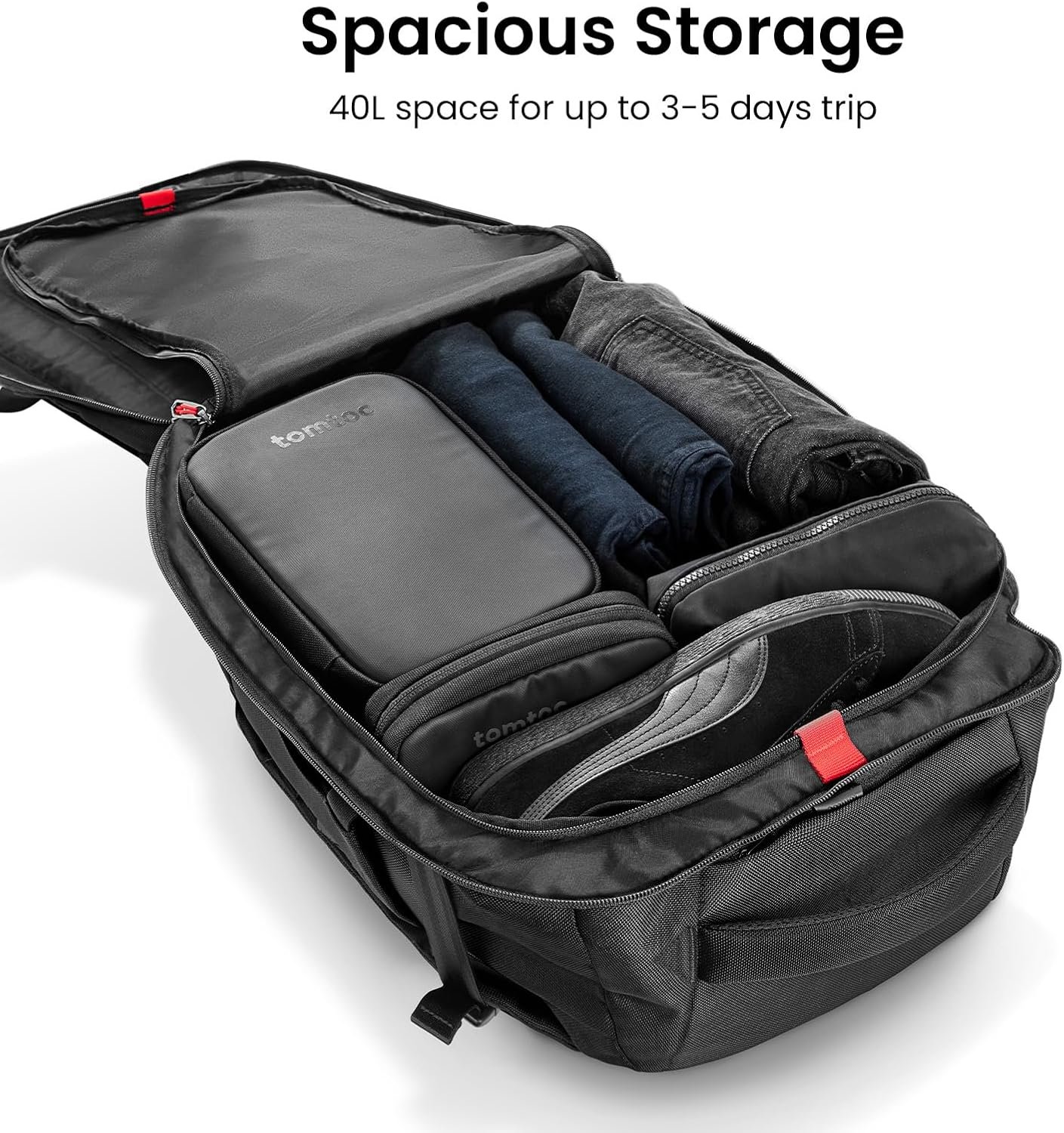 tomtoc Travel Backpack, TSA Carry On/Personal Item Bag Flight Approved | 28/40L Carry on Luggage Backpack for Men Women, PFAS Free, Water-resistant Business Airplanes Rucksack for Travel Essentials - Image 2