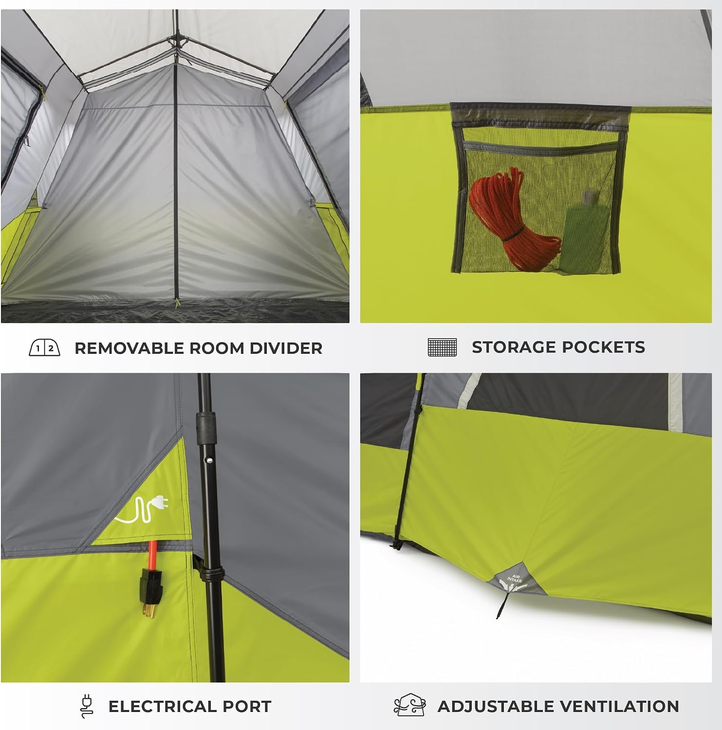 Core 9 Person Instant Cabin Tent - 14' x 9', Green (40008) - Image 6