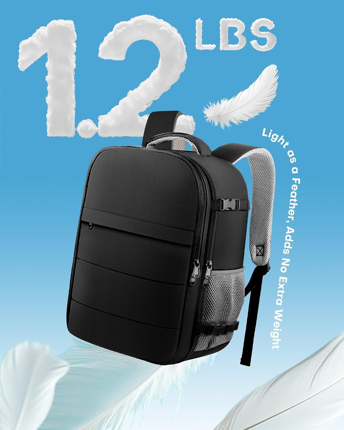 HOTOR Travel Backpack Flight Approved Bag Men Women, Medium Black | TSA Carry on Luggage, 15.6inch Laptop, Casual Daypack Travel Essentials Nurse Bag for Work, Business, Weekender, College - Image 8