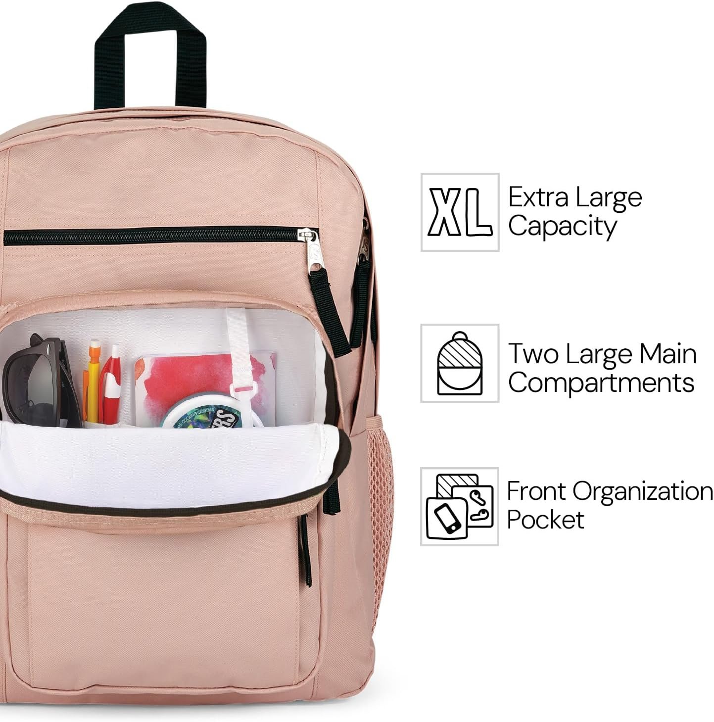 JanSport Laptop Backpack - Computer Bag with 2 Compartments, Ergonomic Shoulder Straps, 15” Laptop Sleeve, Haul Handle - Black - Image 4