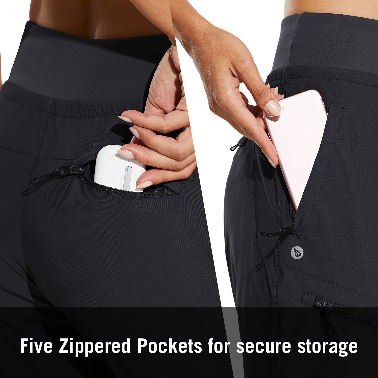baleaf Women's Lightweight Hiking Pants with 5 Zippered Pockets | High waist design, Water Resistant, Quick Dry, UPF 50+ Stretch Joggers, soft material, for Travel Hiking - Image 5