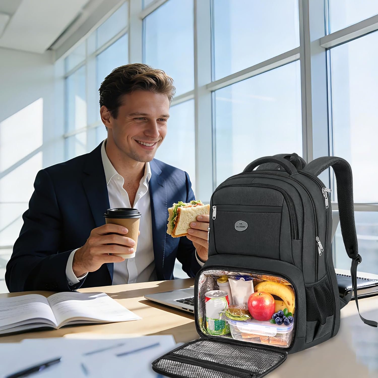 MATEIN Lunch Backpack for Men, 17 Inch Work Bookbag with Laptop Compartment | Water Resistant School Backpack with Lunch Box, Anti Theft TSA Work Bag, Insulated Cooler Compartment, Office Commute College - Image 10