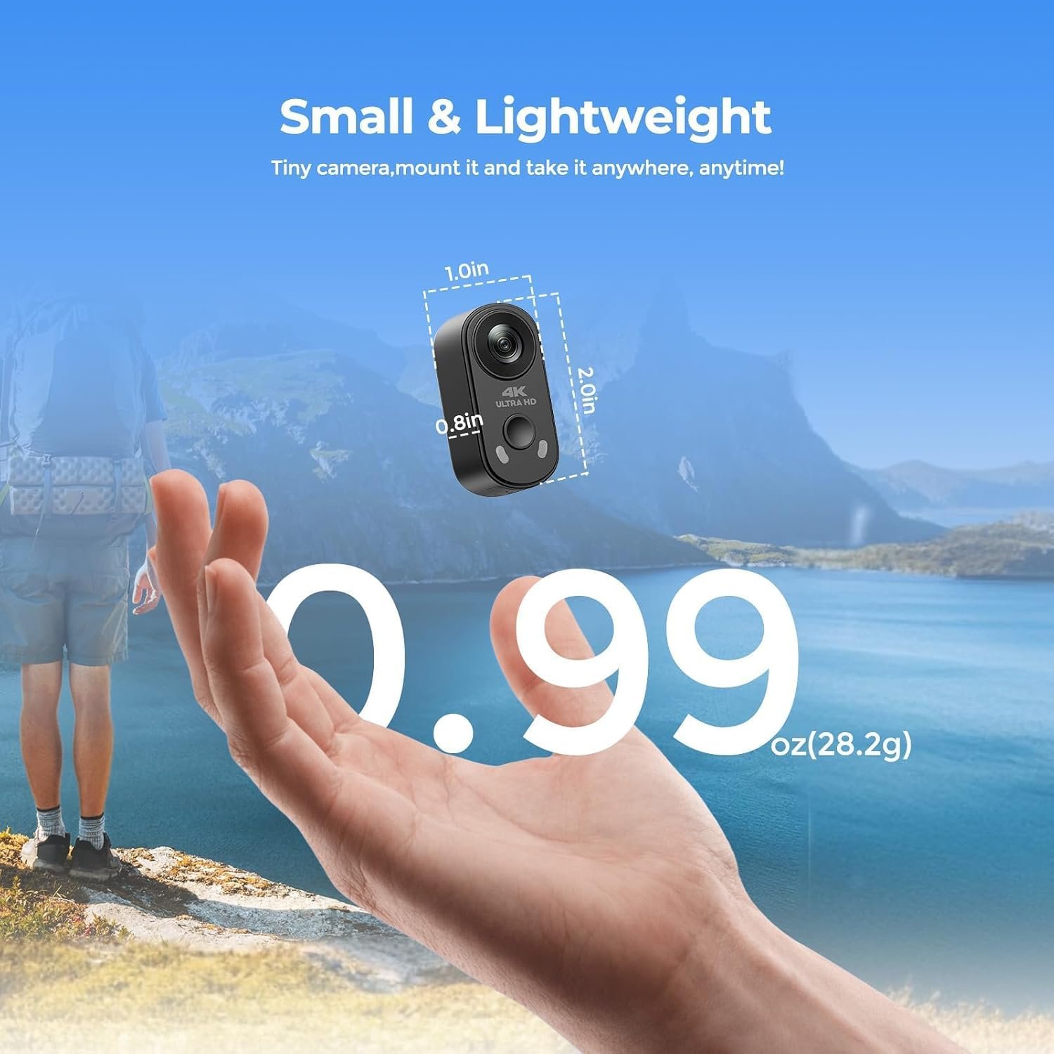 POV Camera 4K with WiFi, Body Mount Camera with 64GB Card, Charger Case, EIS Stabilization, Magnetic Mount, 150° Wide Angle Mini Action Camera Helmet Cam or Outdoor Sports Cycling Motorcycle Vlog - Image 8