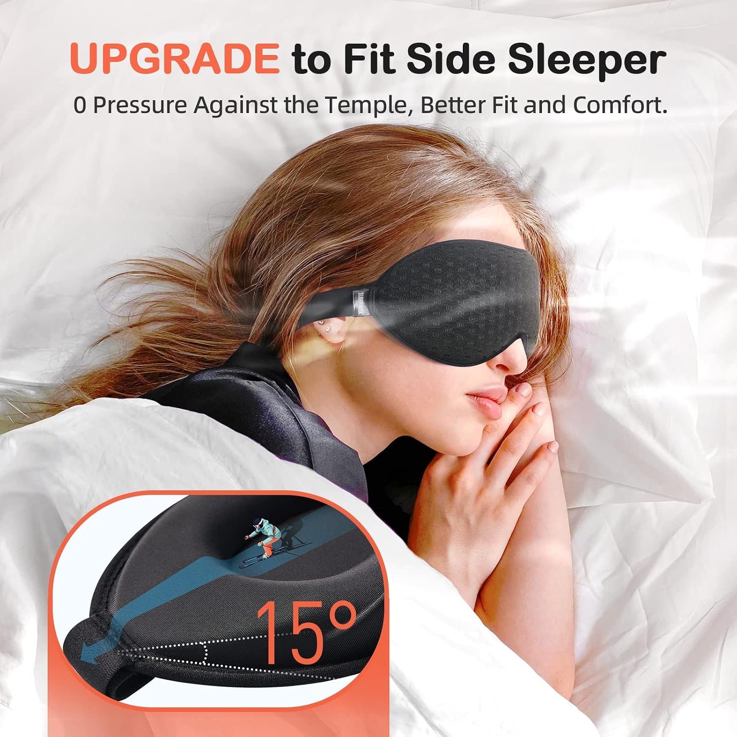 Sleep Mask for Side Sleeper, 3D Zero-Pressure, 100% Blackout, Nap | Ice Silk Lining, Ultra Soft Eye Mask For Sleeping, Breathable Blindfold, Sleep Mask For Men Gifts/Travel Essentials, Black - Image 2