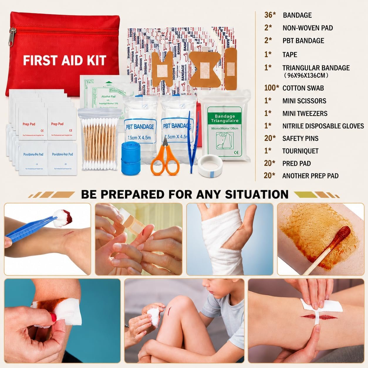 Survival Kit, 294 Pcs Survival Gear Emergency Supplies First Aid Kit | Emergency Survival Kit Camping Essentials Hiking Gear Bug Out Bag, Gifts for Men Dad - Image 7