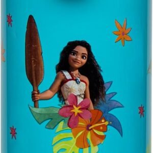 Zak Designs Disney Moana Sage 14oz Leak-Proof Straw Kids Water Bottle | BPA Free, Insulated Stainless Steel, Cupholder Friendly, Dishwasher Safe, Easy to Clean, Lid Lock, For School, Home, Travel