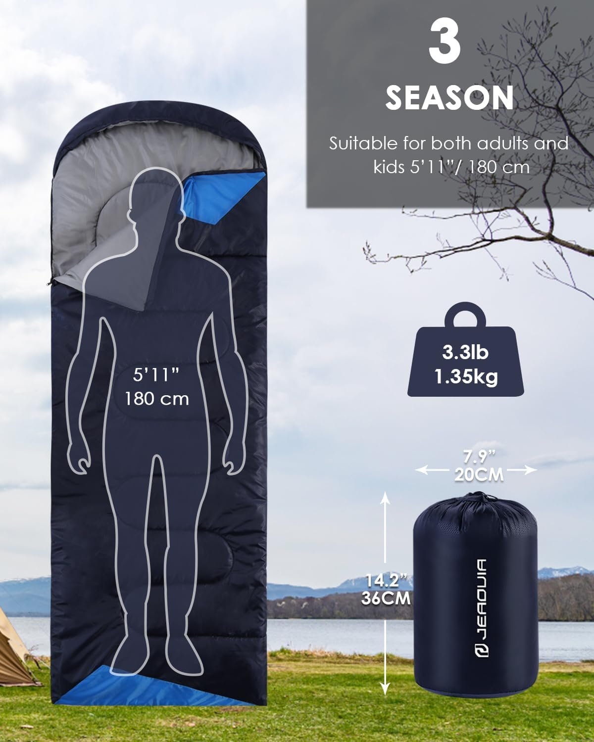 Sleeping Bags for Adults Backpacking Lightweight Waterproof- Cold Weather Sleeping Bag for Girls Boys Mens for Warm Camping Hiking Outdoor Travel Hunting with Compression Bags - Image 2