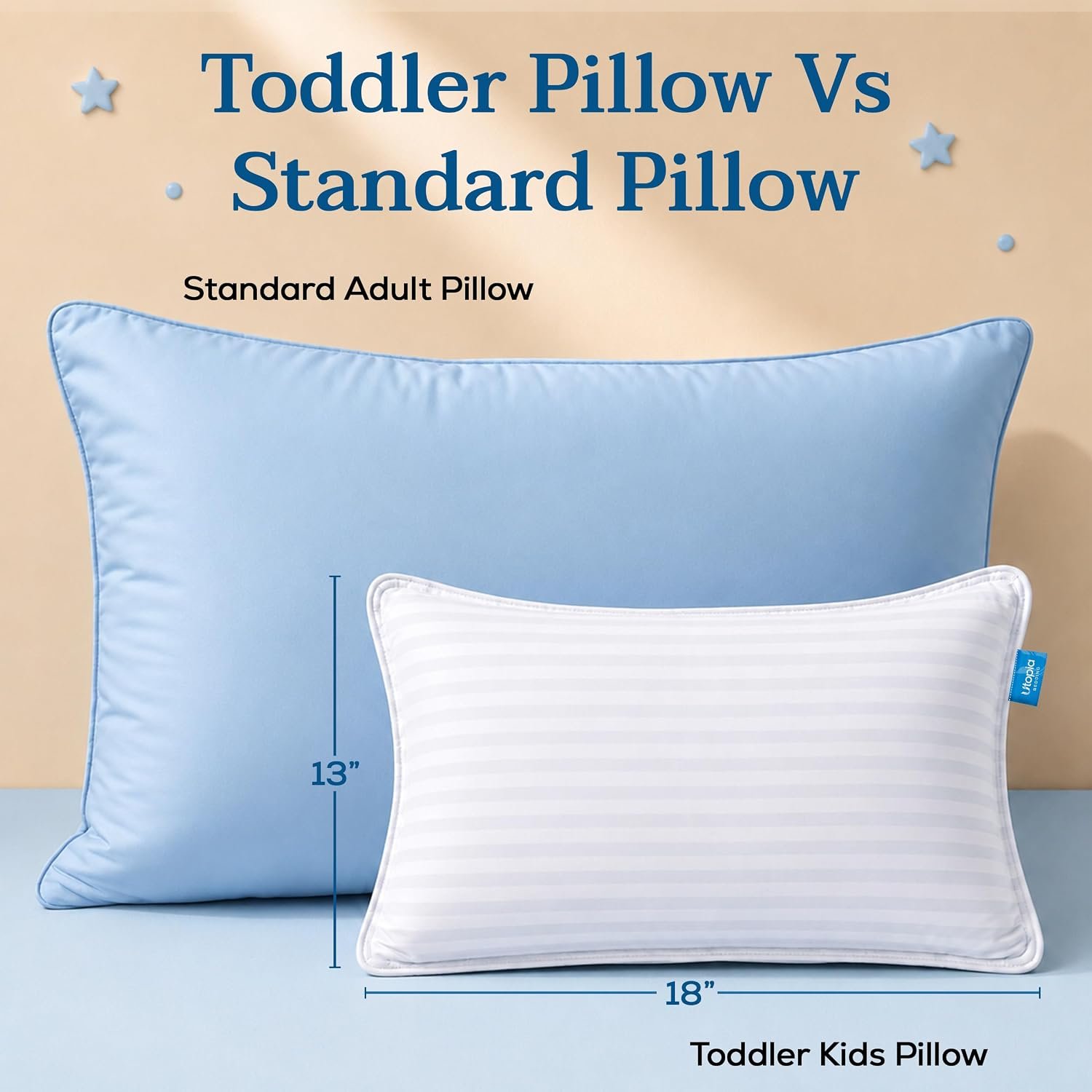 Utopia Bedding Toddler Pillow 2 Pack, Cotton Blend Shell 13x18 Inch, White | Soft and Breathable Small Satin Striped Kids Pillow, Baby Sleeping For Toddler, Bed and Travel, Age 2 and Above - Image 2