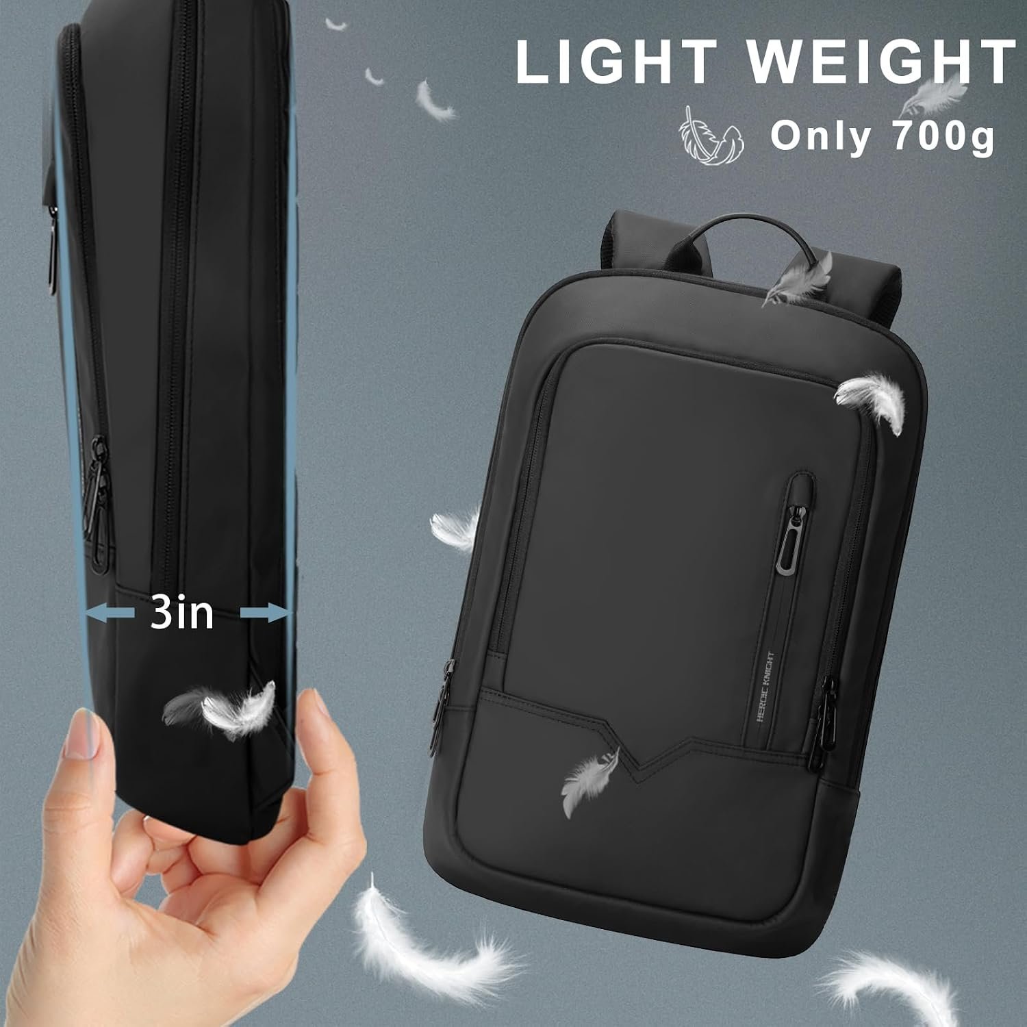hk Backpack for Men Business Slim Laptop Bag | Anti Theft Travel Backpacks 17.3 Inch Laptop Water Resistant Computer Bag for Work Office College, Black - Image 4