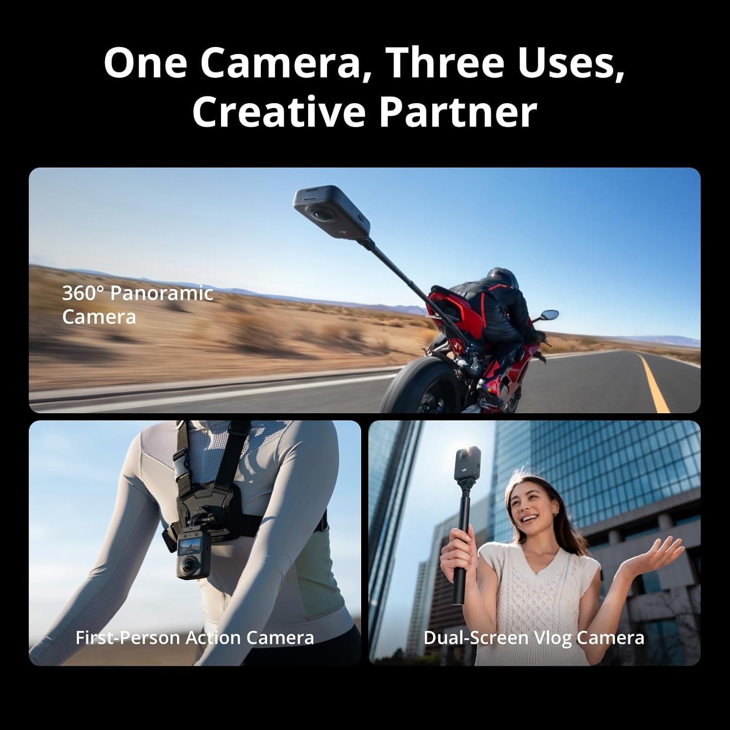 DJI Osmo 360 Essential Combo, 360 Action Camera | 1-Inch 360° Imaging, Native 8K 360° Video, 4K/120fps & 170° Boost Video, 1.2m Invisible Selfie Stick Kit - Image 7