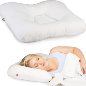 Tri-Core Ergonomic Cervical Pillow for Neck Pain Relief Full Size Firm WH | Contoured cervical pillow supports spinal alignment for side and back sleepers to promote neck comfort and better sleep.