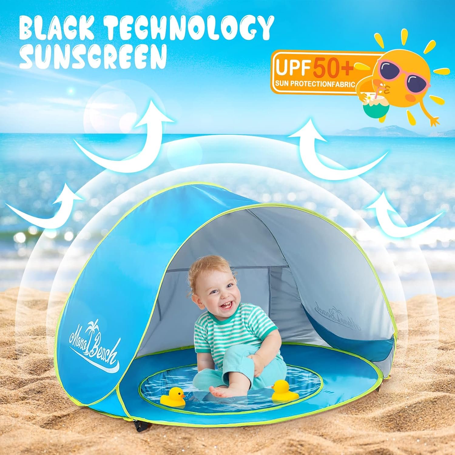 Baby Beach Tent Pop Up Portable Shade Pool UV Protection Sun Shelter for Infant - Image 3
