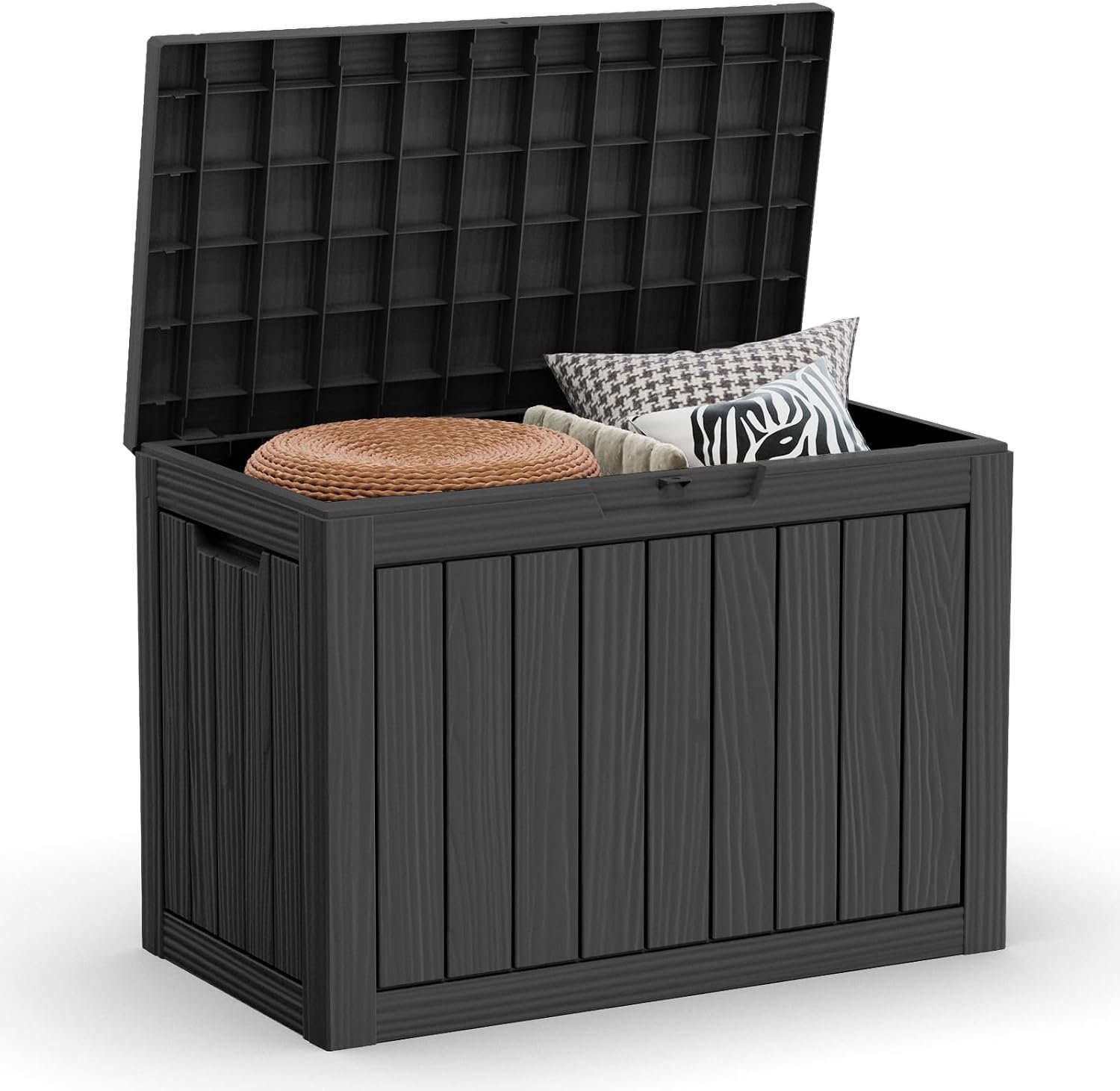 50 Gallon Outdoor Storage Box Waterproof Lockable Deck Boxes | UV Resistant Resin, for Garden Tools Cushions Patio Equipment, 300 lbs Capacity, Portable Design, Easy 16-Min Assembly
