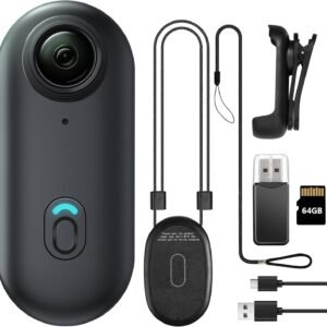 Meoilkolnm Mini Body Camera, Wearable Action Body Cam, Thumb Size Hands Free Recording Body Worn Camera, Premium Portable Camcorder Mount Anywhere for Pet Walking, Work, Travel (Black, 64GB)