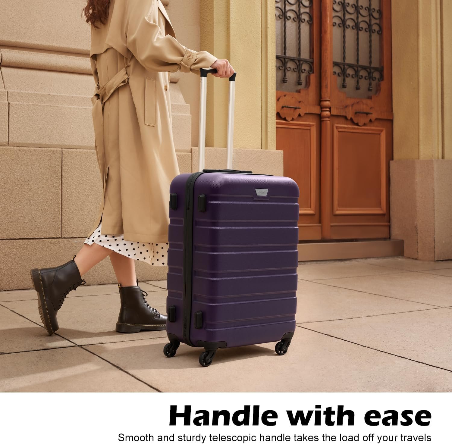 Coolife Luggage Set, Lightweight Durable Hardshell, 3 piece, Purple | suitcase set with 360° Spinner Wheels, TSA-approved Lock, Checked Family Travel, 20/24/28 Inch - Image 2