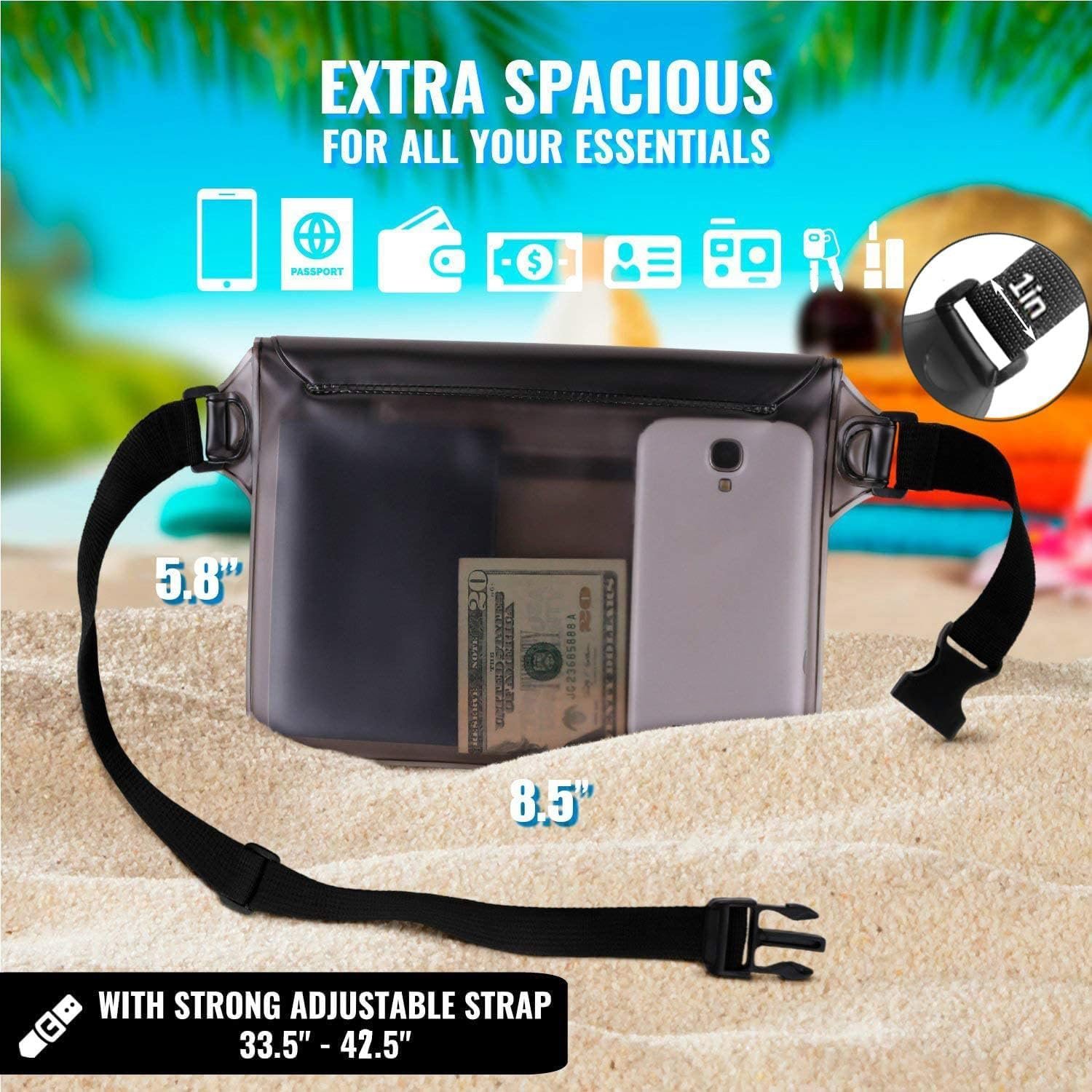 AiRunTech Waterproof Fanny Pack,Phone Pouch Dry Bag for Passport Wallet Purse,Floating Waterproof Bags for Travel Beach Swimming Kayaking Boating Cruise Accessories - Image 3