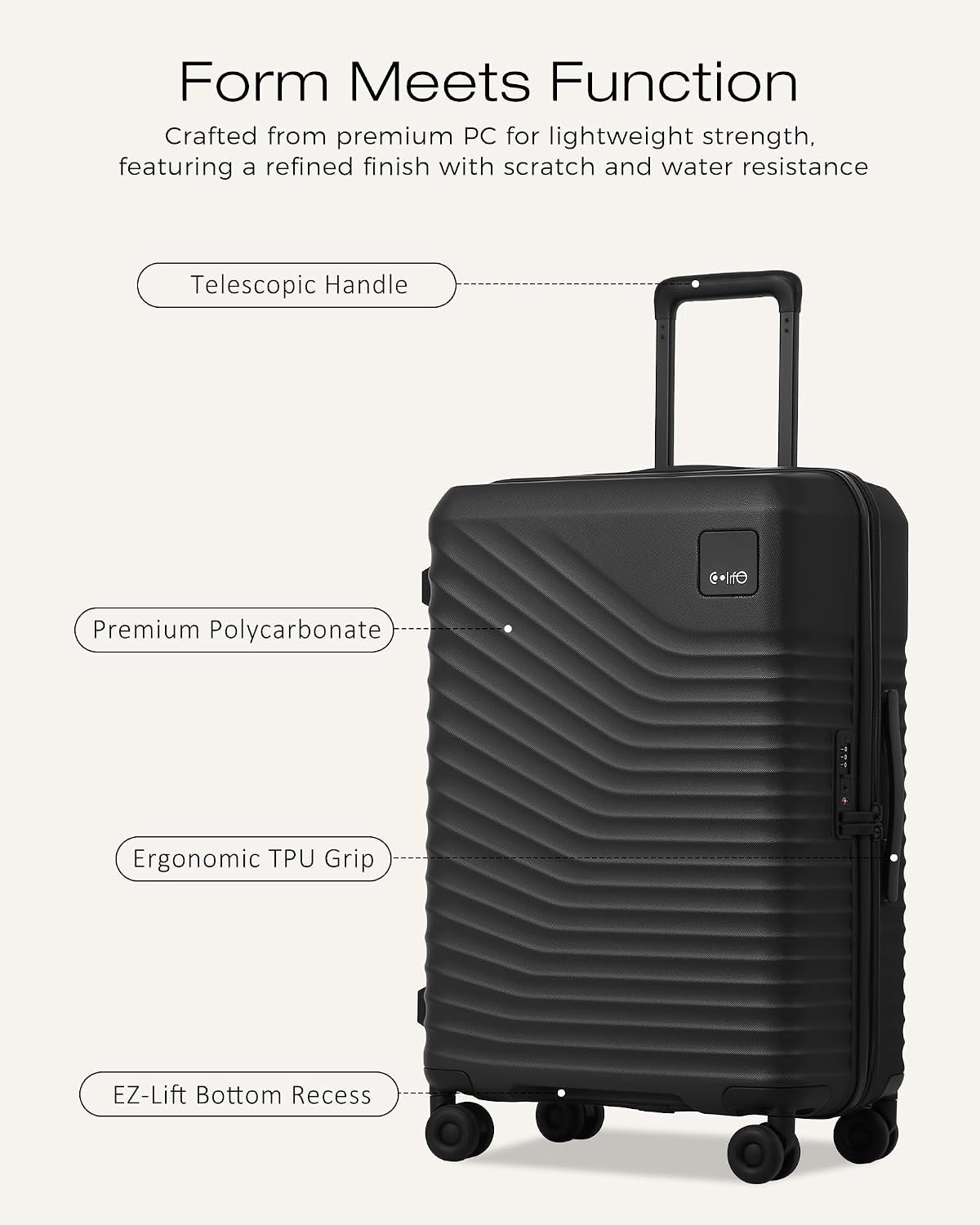Coolife Luggage 3 Piece Set, Lightweight PC Hardside Suitcases, 20/24/28 | Expandable 20-Inch Carry-On, Dual Spinner Wheels, TSA-Approved Lock, Upgraded PC Hardshell, Durable Travel Suitcases - Image 4