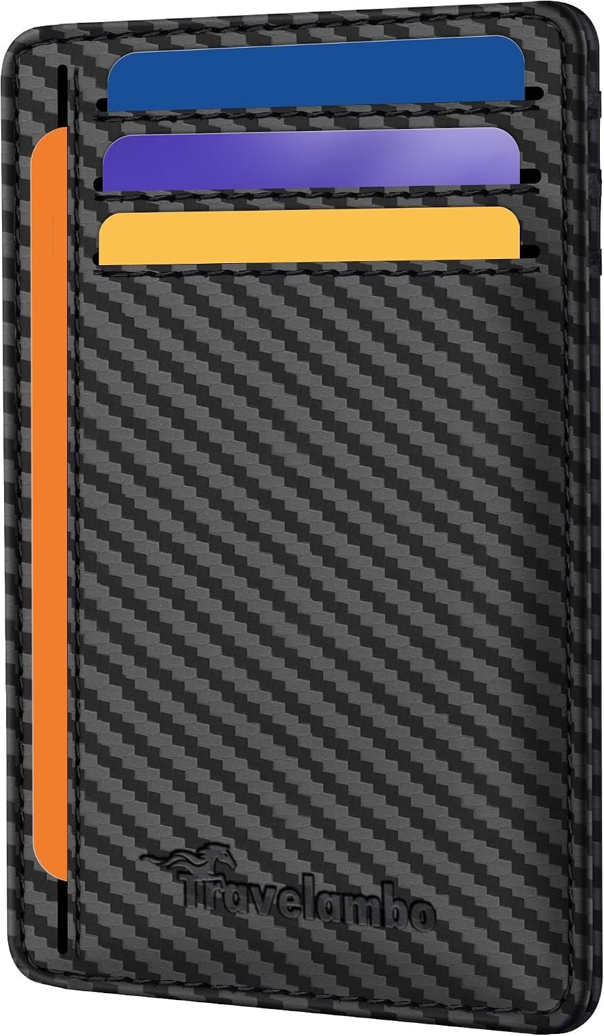 Travelambo Slim Minimalist Wallet for Men, RFID Blocking Credit Card Holder, Front Pocket ID Card Case, Gifts for Men, Husband, Boyfriend, Teenage