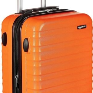 Amazon Basics 21" Hardside Carry-On Luggage with Spinner Wheels, Expandable for Up to 25% More Space, Scratch-Resistant Hardshell Suitcase, Telescoping Handle, Orange