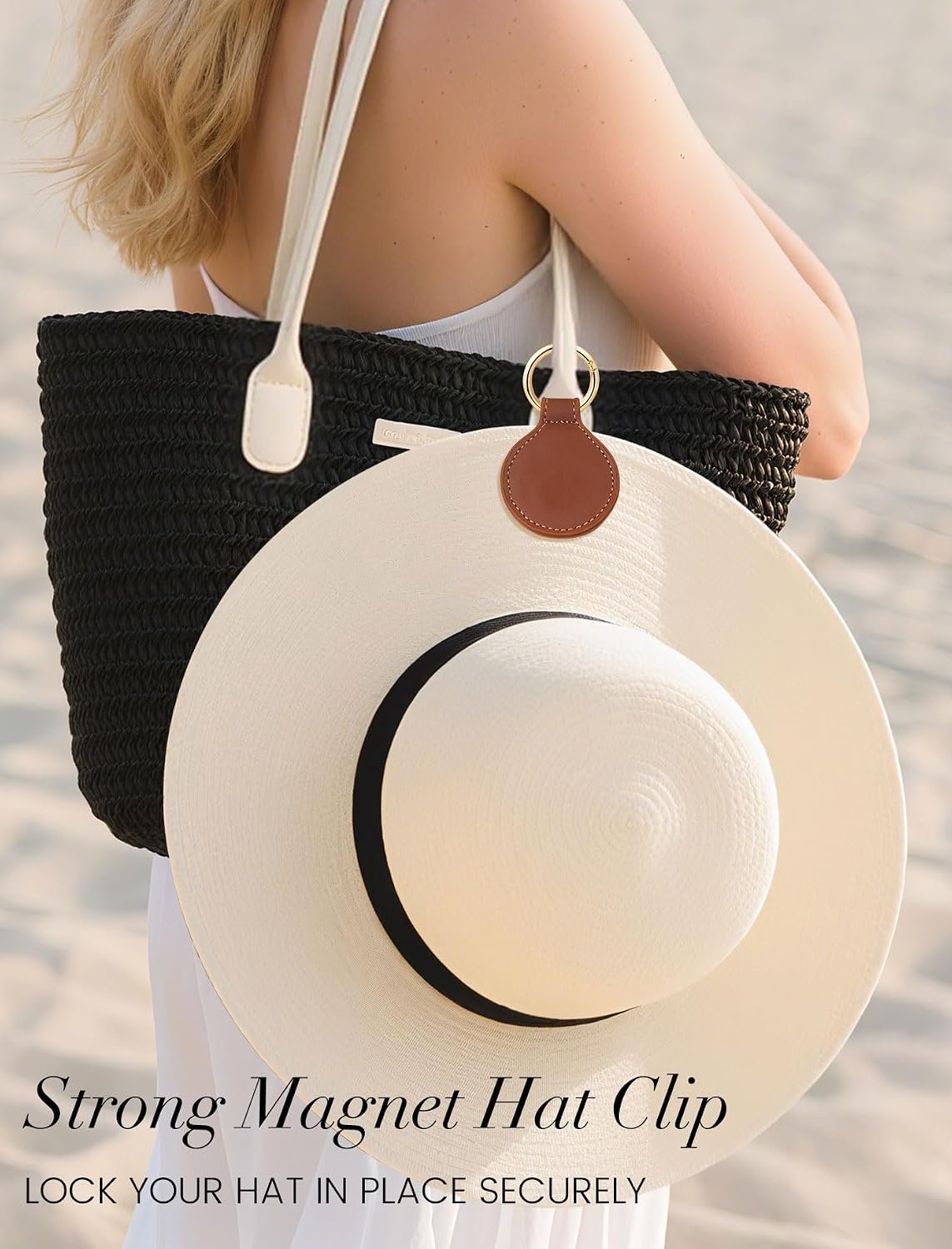 Niveaya Magnetic Hat Clip for Travel on Bag, Strong Magnet Storage Hook | Secure Wide-Brim Hat in Wind, Genuine Leather, Cruise Vacation Travel Essential Accessory for Purse Bag, Gift for Travelers - Image 4