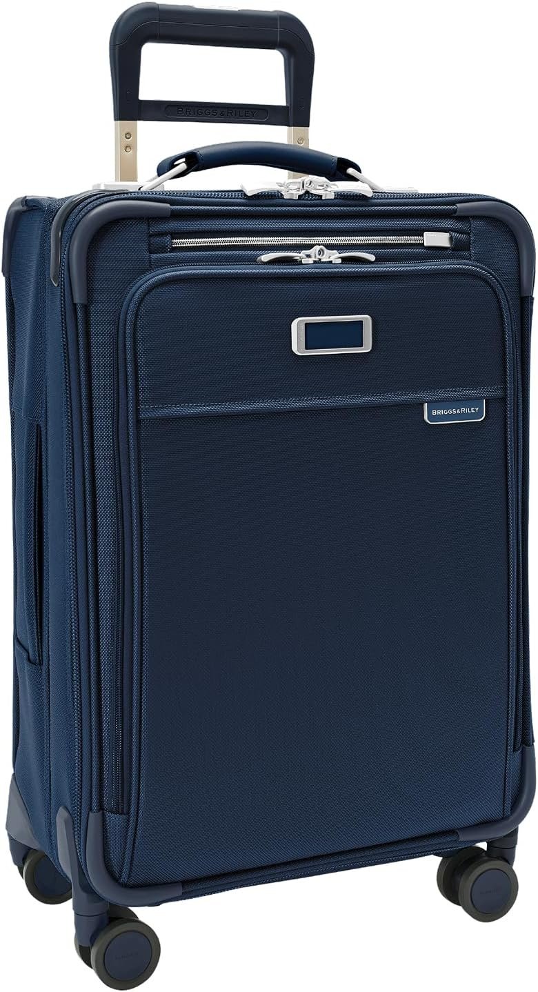 Briggs & Riley Essential 22" Carry On Expandable Spinner - Luggage for Travel, Suitcases with Wheels, Softside Rolling Bag for Men & Women, Self-Repairing Zipper - Baseline Collection, Navy