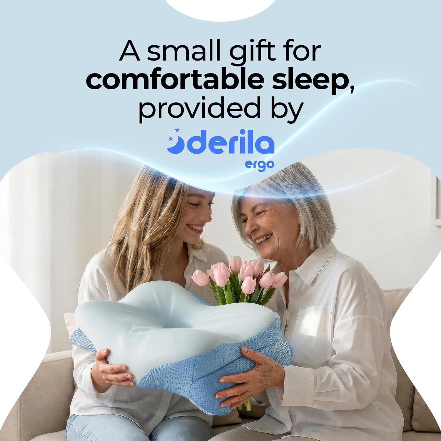 Derila Ergo Cervical Neck Pillow for Sleeping Pillow Contour Memory Foam Pillows for Back, Side Sleeper Pillows 21.25 x 14.17 x 4.72 inches | Pillows For Back, Side Sleeper Pillows 21.25 x 14.17 x 4.72 inches - Image 2