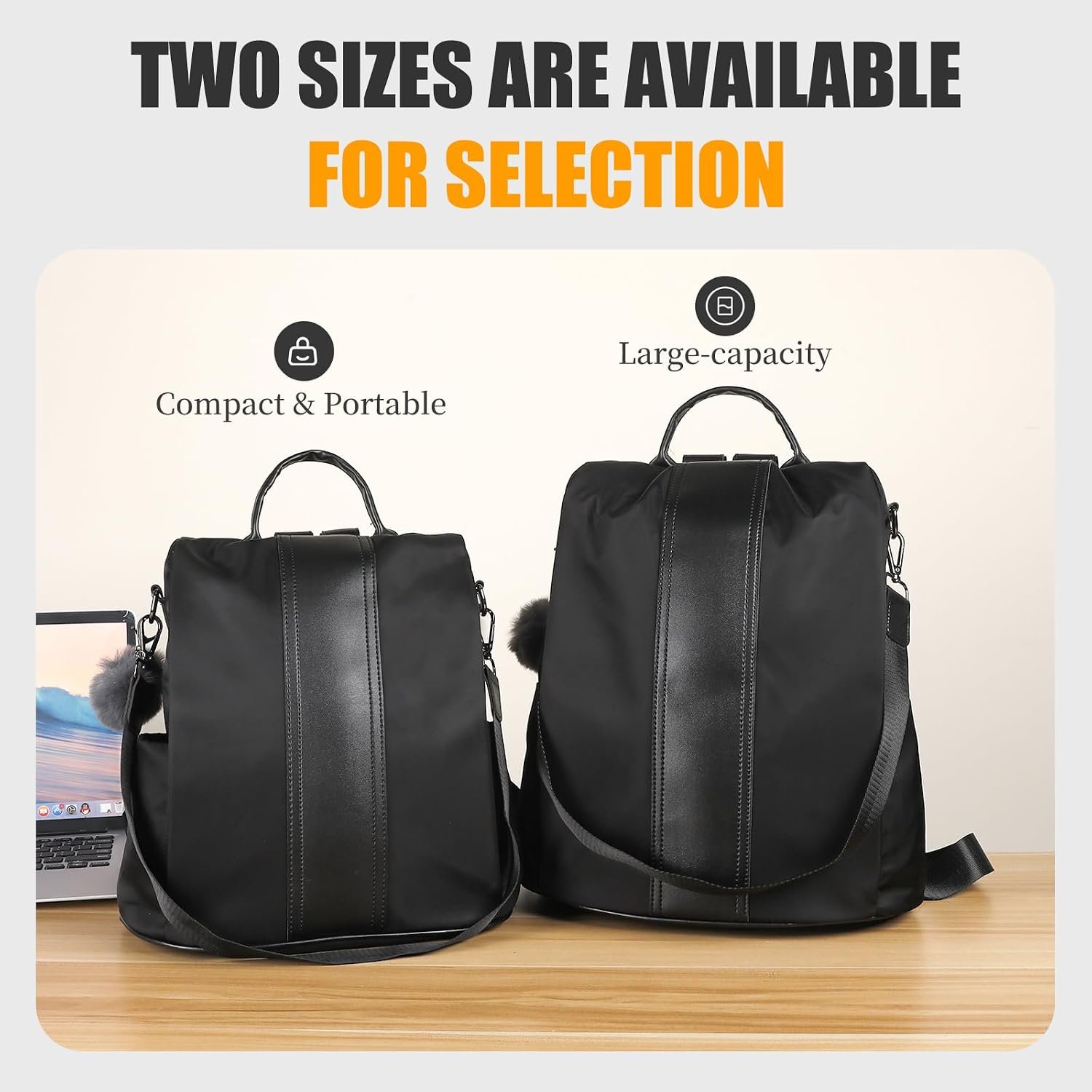 PINCNEL Women Backpack Purse Waterproof Nylon Anti-theft Rucksack Lightweight Shoulder Bag - Image 7