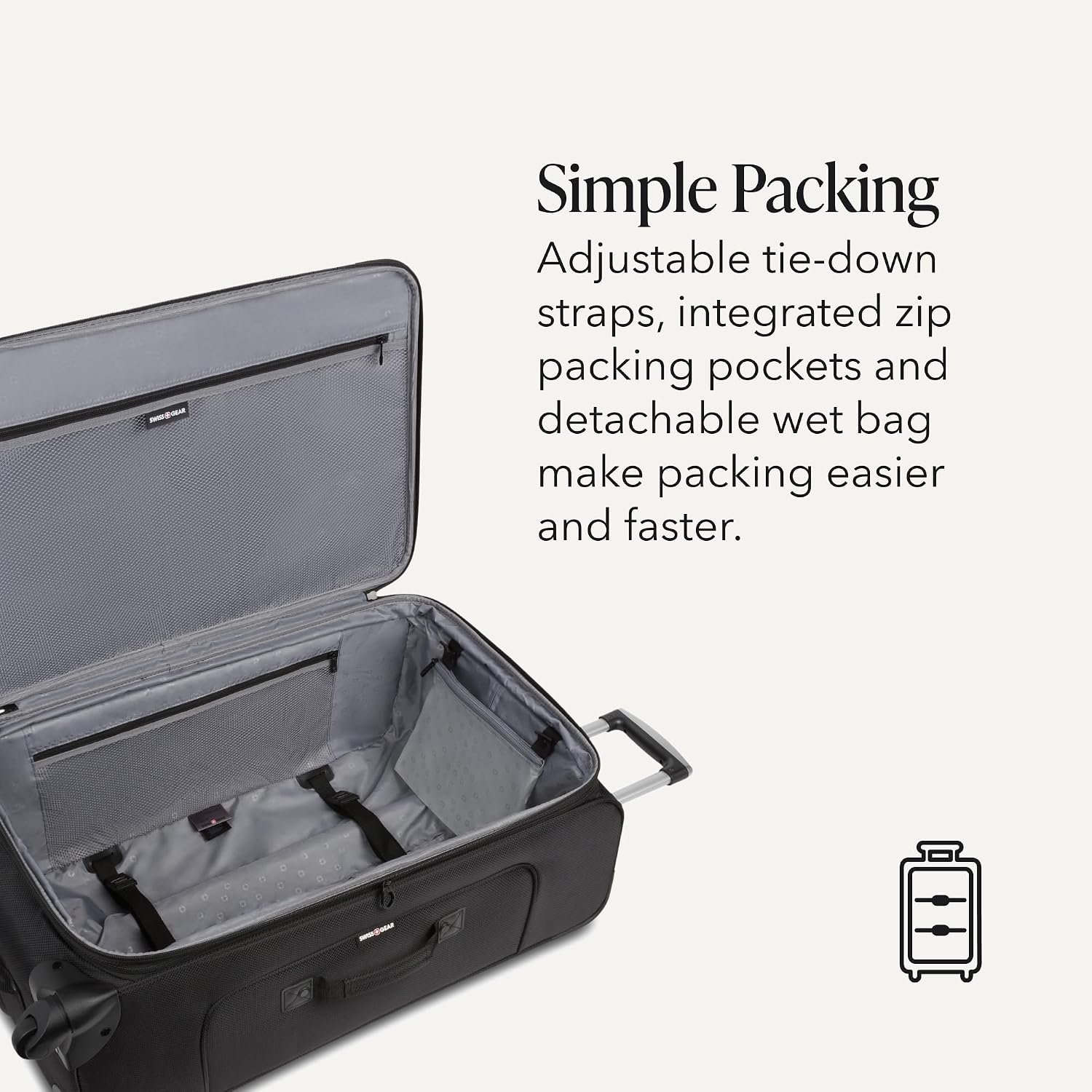 SWISSGEAR Sion Softside Expandable Spinner Luggage Durable Lightweight Travel Suitcase, Black, Checked-Large - Image 3