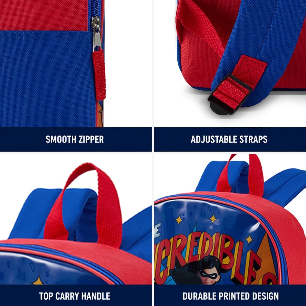 Disney The Incredibles Backpack - Boys Backpack for School | Cute Backpack & School Bag - Backpack for School, Daycare & Travel with Padded Straps, Roomy Zip Compartment & Top Handle - Image 5