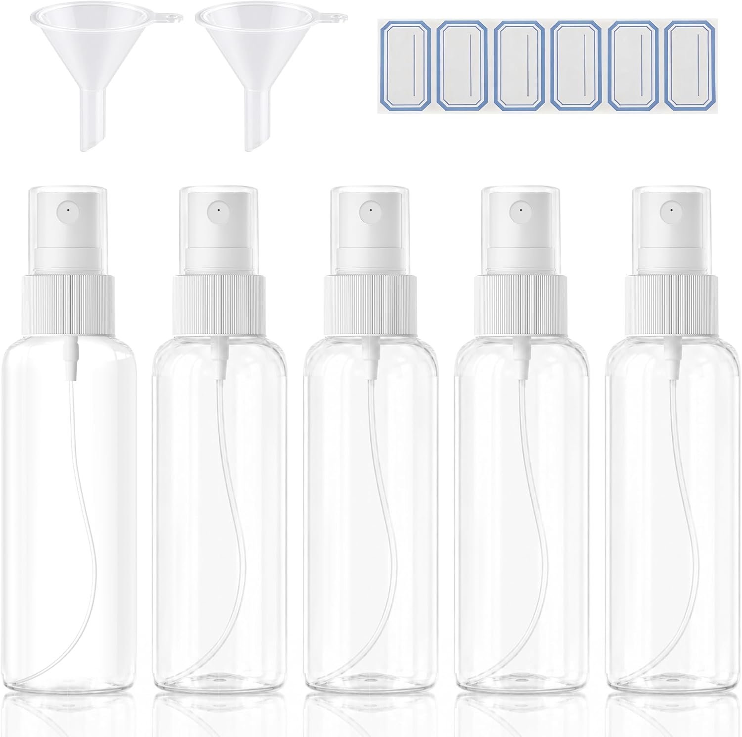 5-Pack Spray Bottles 3.4oz, Small Spray Bottle Empty Clear Plastic Bottle | Clear Plastic for Travel, for essential oils, perfume, cosmetics, cleaning, gardening, skin care, travel leak-proof
