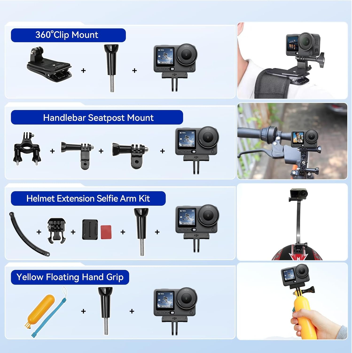 DJI Osmo Action 6 8K Waterproof Action Camera Bundle | 1/1.1" Square Sensor, 50GB Built-In Storage, Original Essential Combo + 58-in-1 Accessory Kit + 2 Extra Batteries + 64GB Card - Image 4